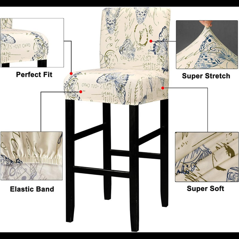 One Allium Way® Jacquard Bar Chair Stool Cover Set Of 4 Stretch Bar